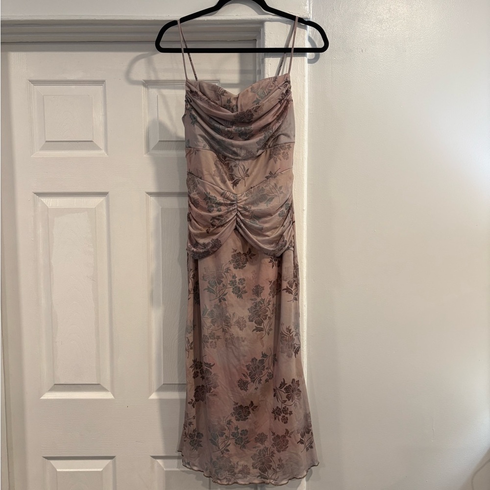 Fashion Nova Pink Floral Midi Dress